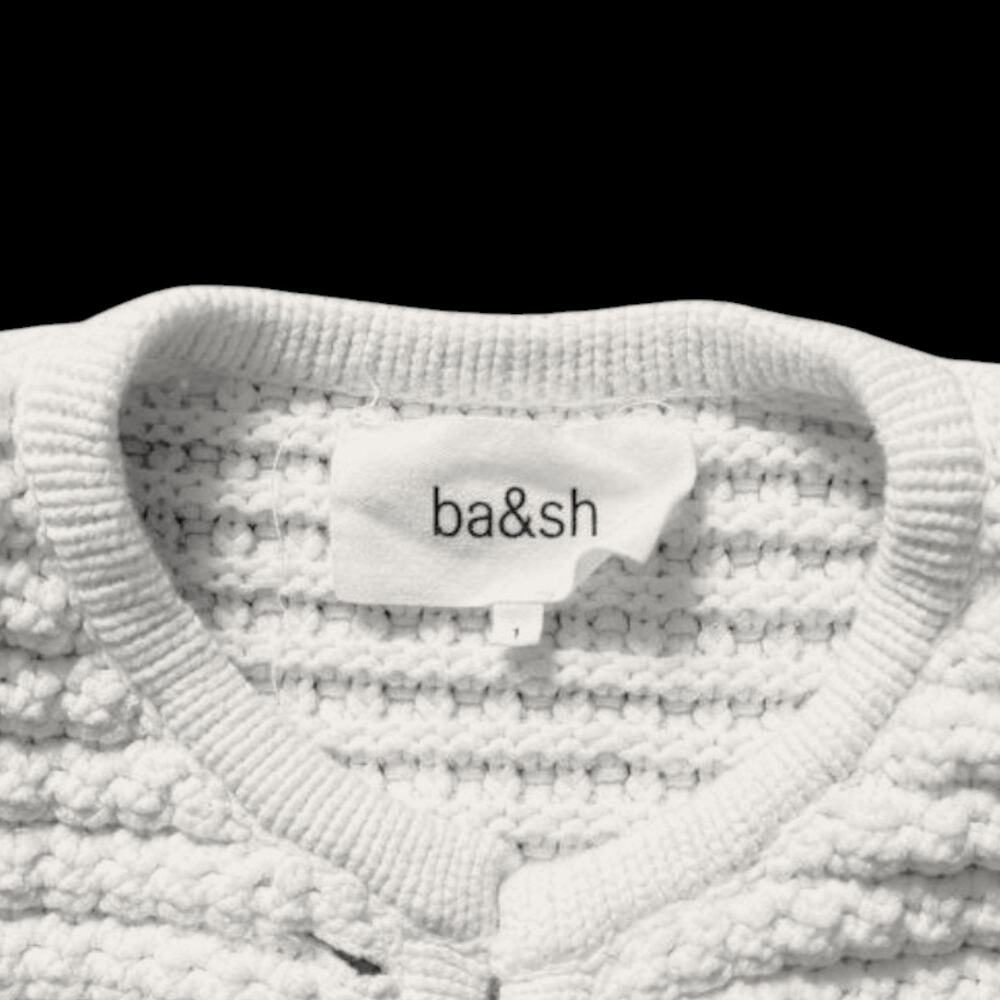 ba&sh Cream Textured Button-Front Sweater Jacket - Picture 3 of 8